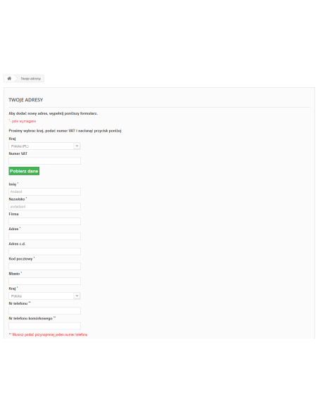 Pobierz dane firmy po numerze NIP (VAT / VAT EU) moduł dla Prestashop | Moduły prestashop | PrestaDev.pl