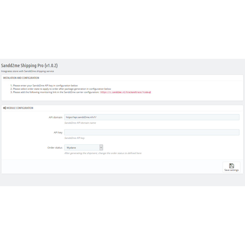Intégration avec le courrier Sandd.nl pour PrestaShop 1.6.x et 1.7.x