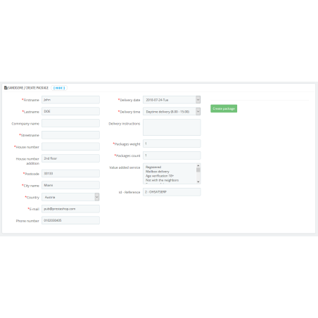 Integration mit Sandd.nl-Kurier für PrestaShop 1.6.x und 1.7.x