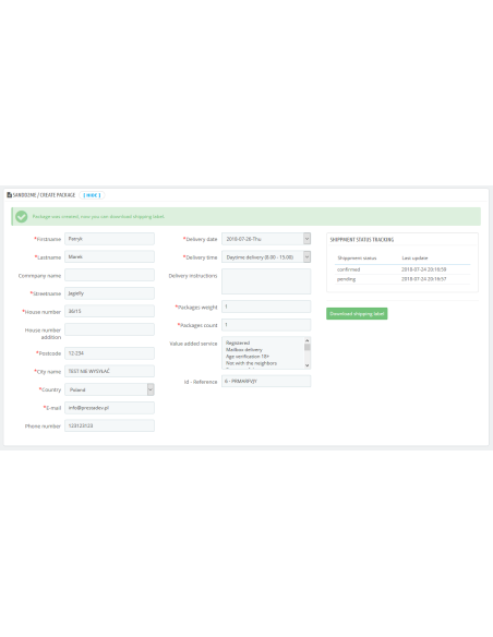 Integration mit Sandd.nl-Kurier für PrestaShop 1.6.x und 1.7.x