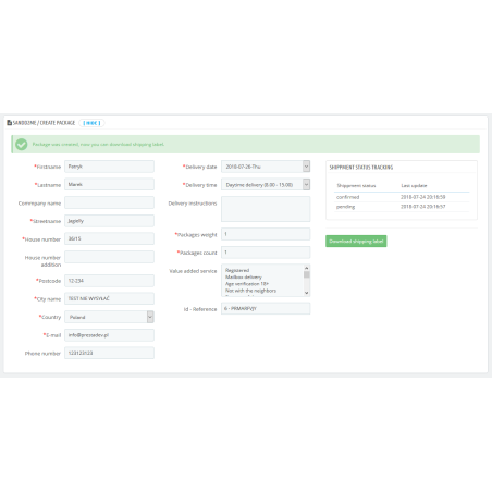 Intégration avec le courrier Sandd.nl pour PrestaShop 1.6.x et 1.7.x