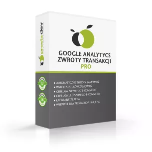 Google Analytycs zwroty transakcji zakupowych Pro dla PrestaShop 1.6.x oraz 1.7.x