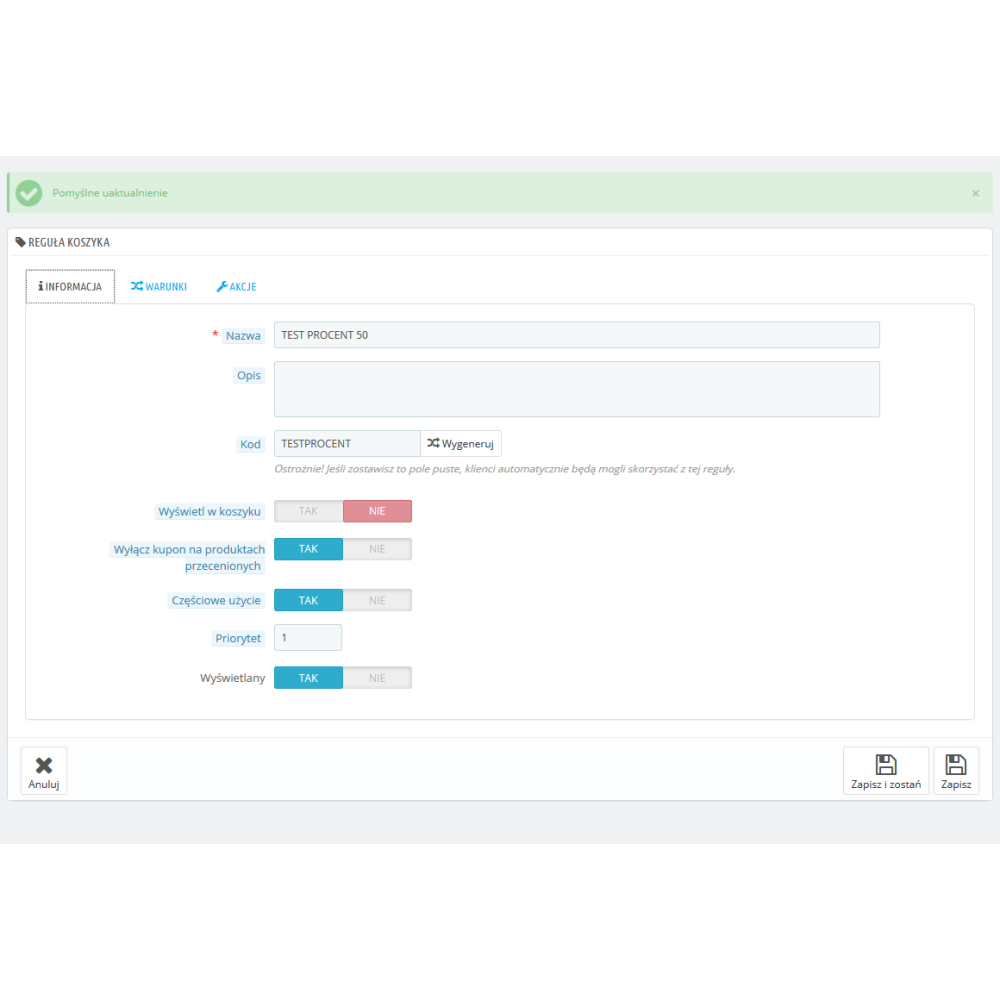 Вимкніть купони на знижки для товарів зі знижкою для prestaShop 1.6.x