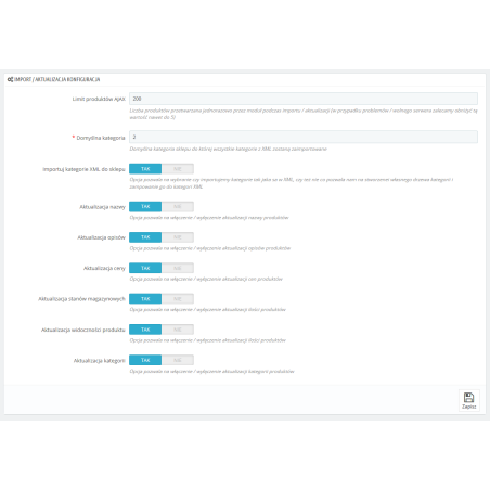 Importieren Sie XML Hurtowania / PrestaShop