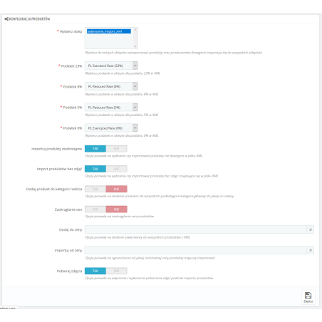 Importieren Sie XML Hurtowania / PrestaShop
