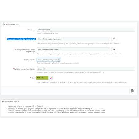 Module Facebook Messenger / chat pour PrestaShop 1.6.x & 1.7.x