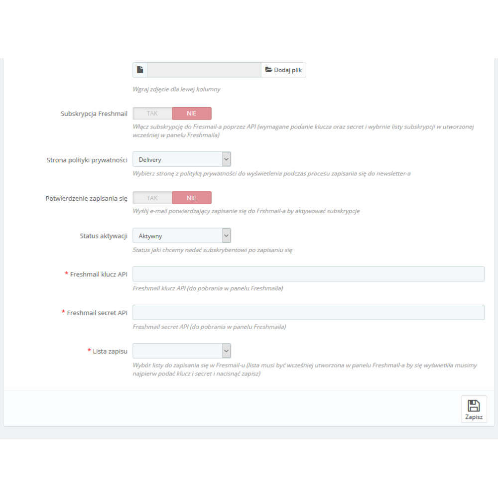 Newsletter landing page / strona zapisu dla PrestaShop 1.6.x, 1.7.x