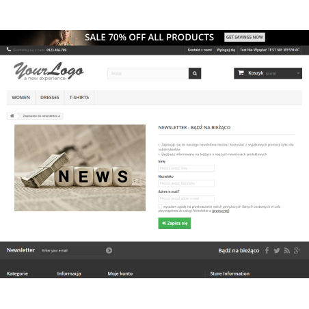 Pagina di destinazione / pagina di iscrizione alla newsletter per PrestaShop 1.6.x, 1.7.x