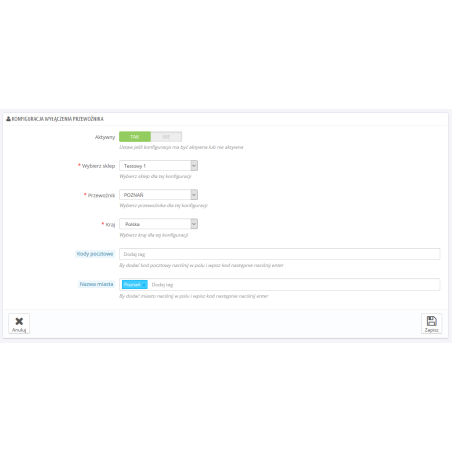 Inclusion of a delivery method for a city or zip code