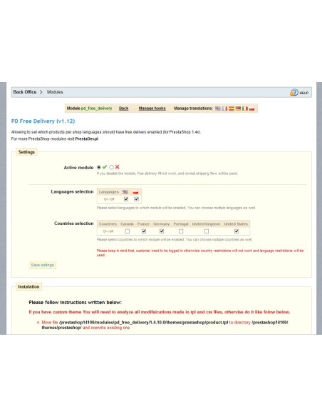 Free shipping module on selected products for PS 1.4.x