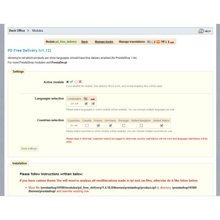 Modulo di spedizione gratuita per prodotti selezionati per PS 1.4.x