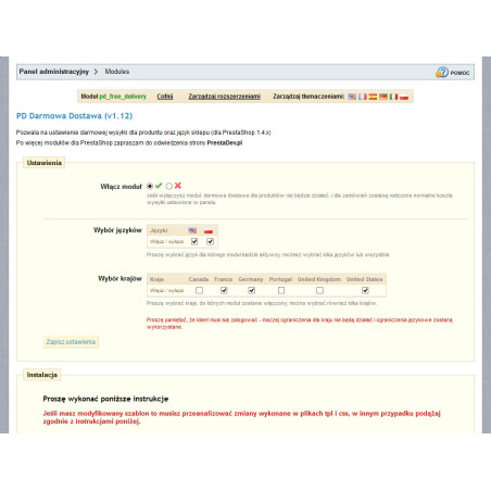 Free shipping module for selected products for PS 1.4.x