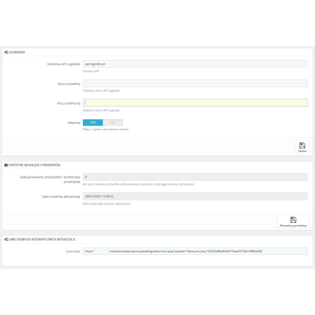 Aktualizace inventáře pomocí rozhraní Logistiko API pro PrestaShop 1.6.xa 1.7.x.