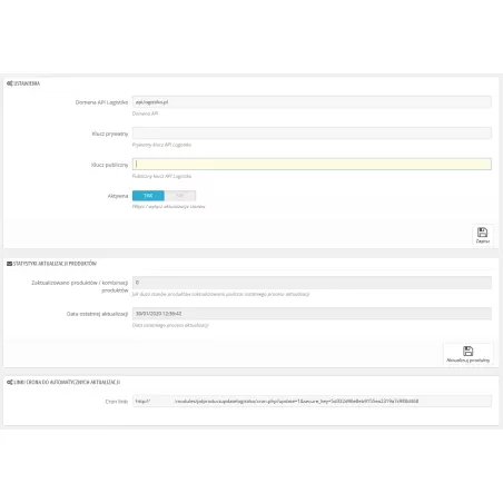 Aktualizacja stanów magazynowych poprzez API Logistiko dla PrestaShop 1.6.x oraz 1.7.x