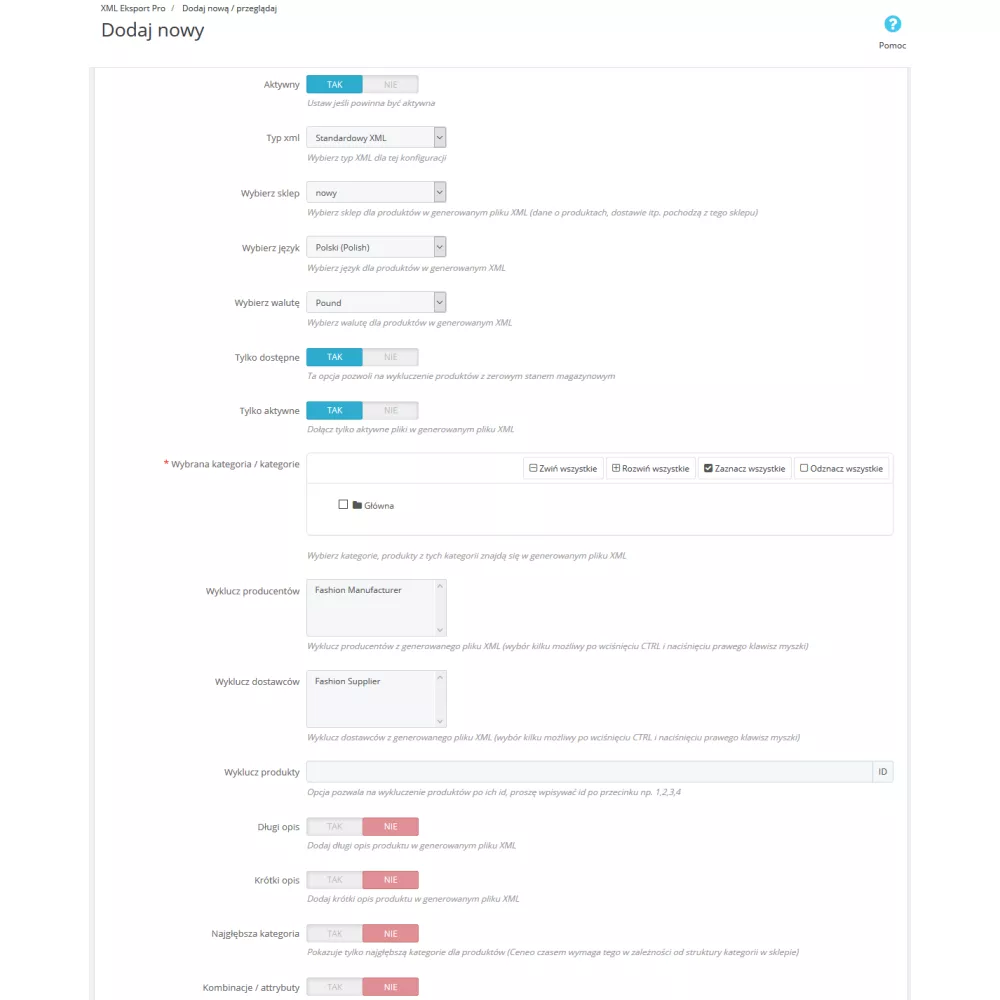 Export / import Produktów Pro dla PrestaShop 1.6.x oraz 1.7.x