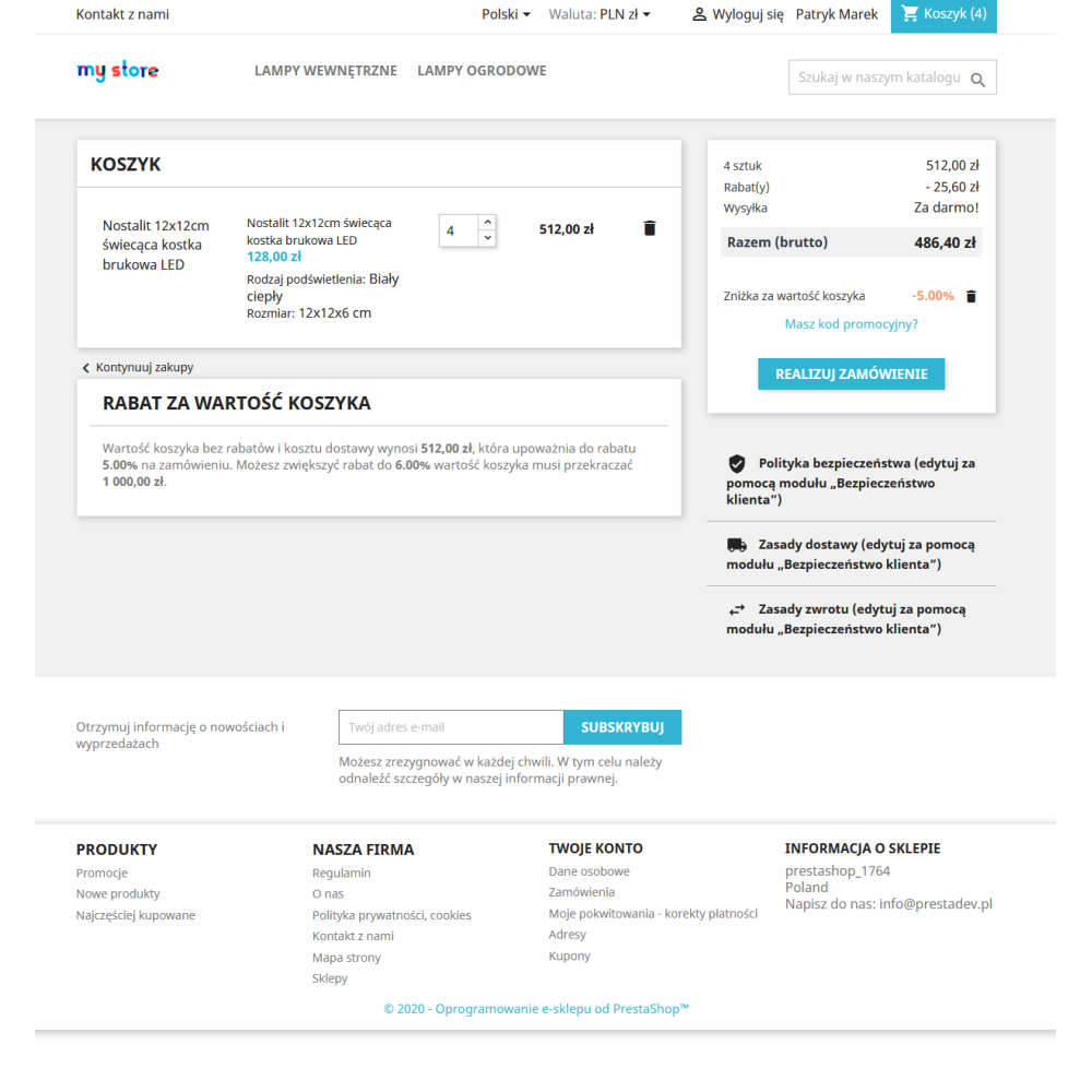 Prahové slevy z hodnoty Pro košíku pro Prestashop 1.6.xa 1.7.x.