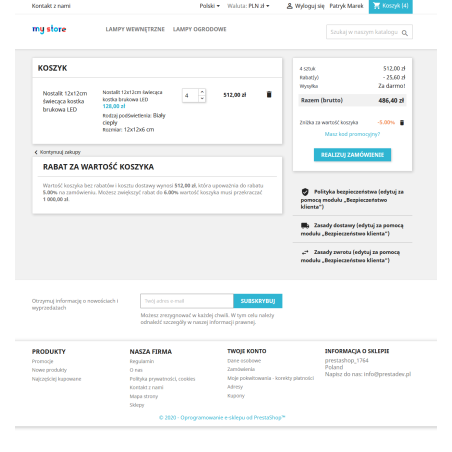 Prahové slevy z hodnoty Pro košíku pro Prestashop 1.6.xa 1.7.x.