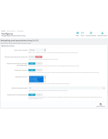 Retargeting vor dem Verlassen der Website für PrestaShop 1.6.x und 1.7.x.