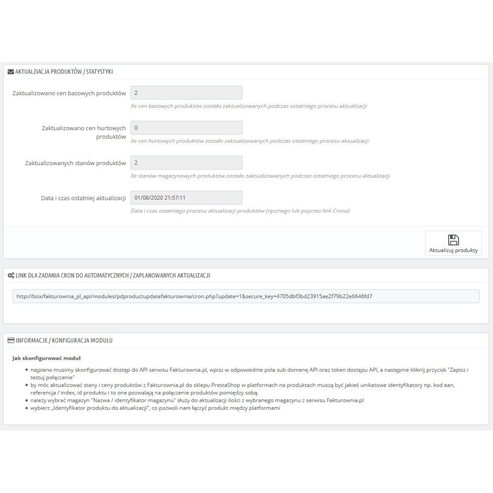 Integrazione con Fakturownia.pl, aggiornamento delle scorte e dei prezzi per Prestashop 1.6.xe 1.7.x.