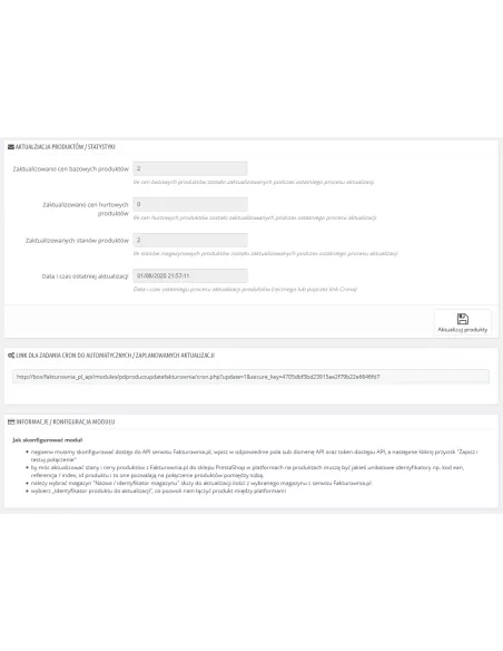 Integrazione con Fakturownia.pl, aggiornamento delle scorte e dei prezzi per Prestashop 1.6.xe 1.7.x.