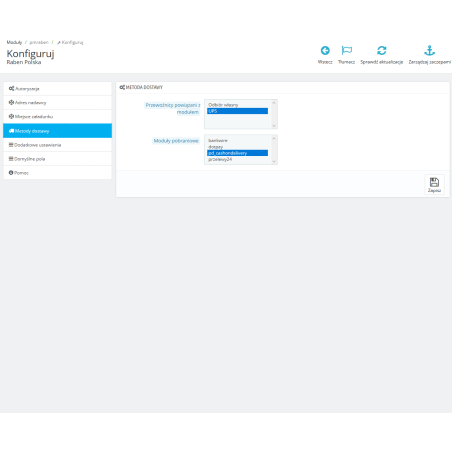 Intégration avec Raben pour PrestaShop 1.6.x, 1.7.x