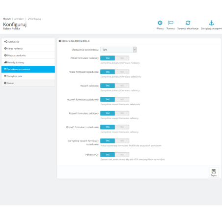 Integration mit Raben für PrestaShop 1.6.x, 1.7.x.