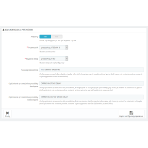 Název způsobu dopravy vícejazyčné / podmíněné dodací lhůty pro PrestaShop 1.6.x, 1.7.x 2