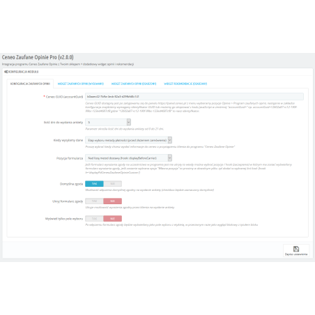 Integracja prestashop z Ceneo Zaufane Opinie dla PS 1.4.x,  1.5.x, 1.6.x