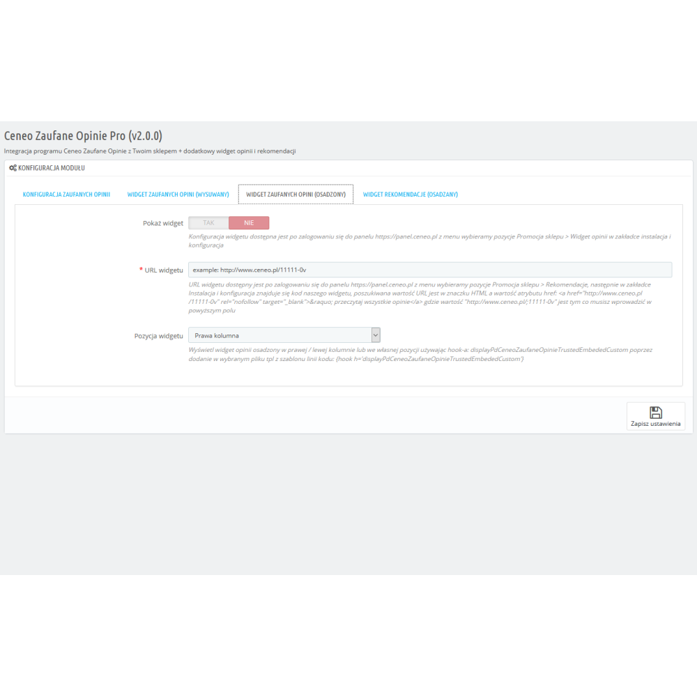 Intégration de PrestaShop avec Ceneo Trusted clients pour PS 1.4, 1.5, 1.6 x