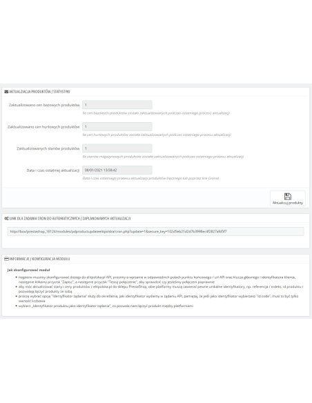 Integration mit Fakturownia.pl, Aktualisierung von Lagerbeständen und Preisen für Prestashop 1.6.x und 1.7.x.
