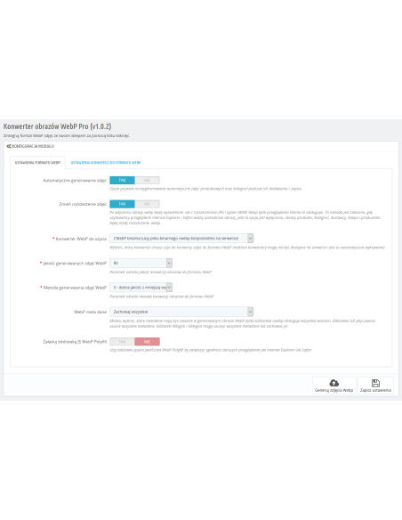 Fotos im WebP Pro-Formatmodul für PrestaShop 1.6.x, 1.7.x.