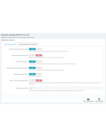 Fotos im WebP Pro-Formatmodul für PrestaShop 1.6.x, 1.7.x.