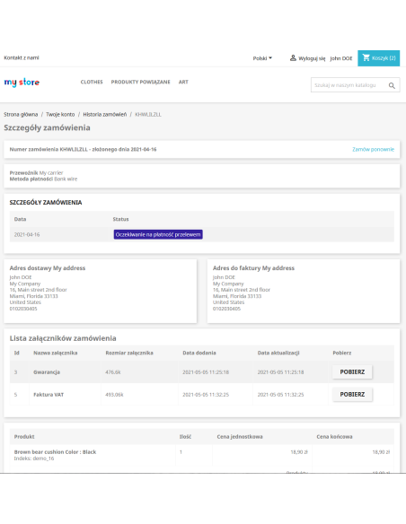 Pro-Bestellanhänge für PrestaShop 1.6.x und 1.7.x
