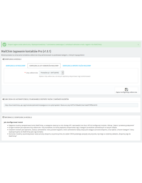Mailchimp tags Pro - moduł PrestaShop | Moduły prestashop | PrestaDev.pl