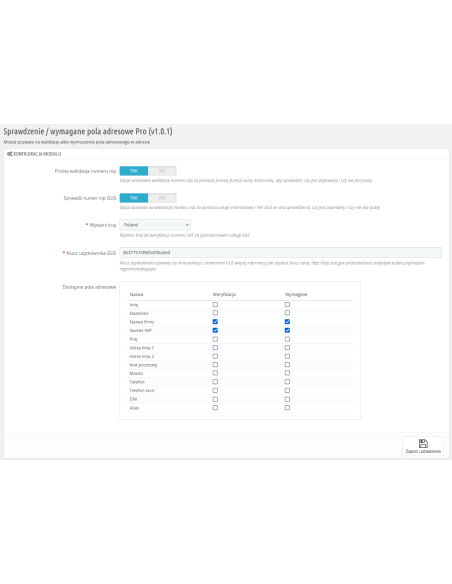 Überprüfung der Richtigkeit der NIP / Umsatzsteuer-Identifikationsnummer für PrestaShop