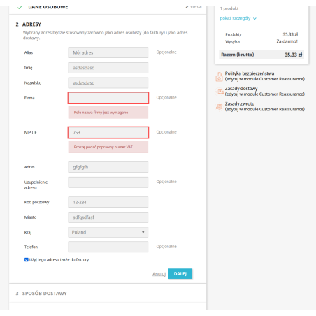 Перевірка правильності NIP / номера ПДВ для PrestaShop