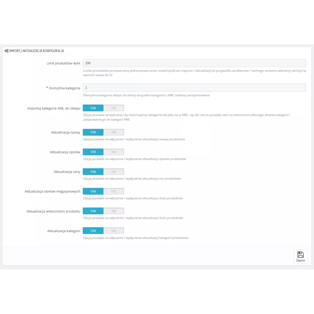 Import XML Hurtowania/PrestaShop