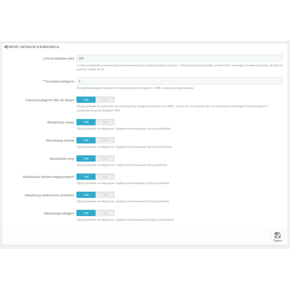 Importieren Sie XML Hurtowania / PrestaShop
