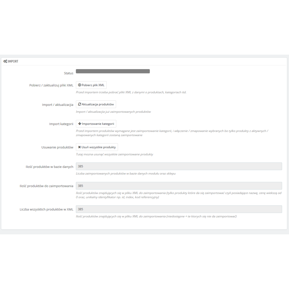 Importieren Sie XML Hurtowania / PrestaShop