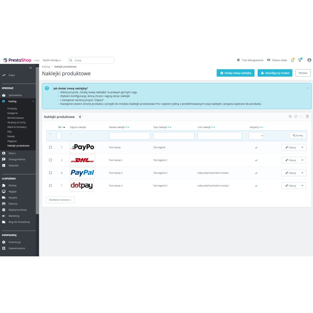 Autocollants de produits Pro pour module PrestaShop 1.6.x & .7.x