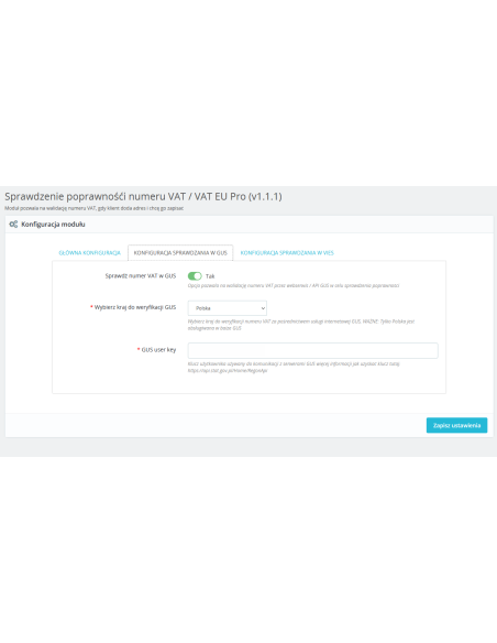 Überprüfung der Korrektheit der NIP / Umsatzsteuer-Identifikationsnummer für PrestaShop