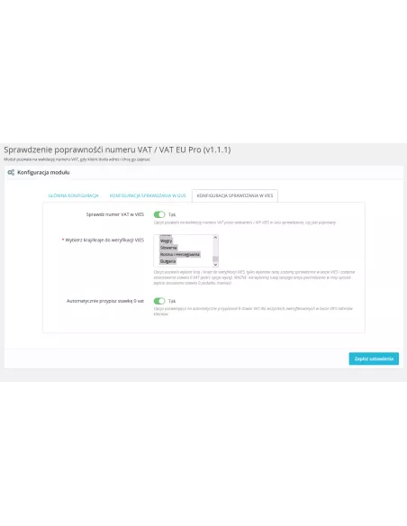 Vérification de l'exactitude du numéro NIP / TVA pour PrestaShop