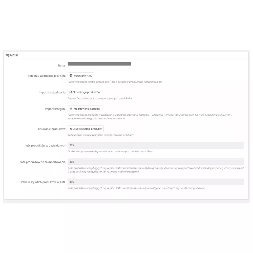 Import XML harmownia biosuplementacja.pl / PrestaShop