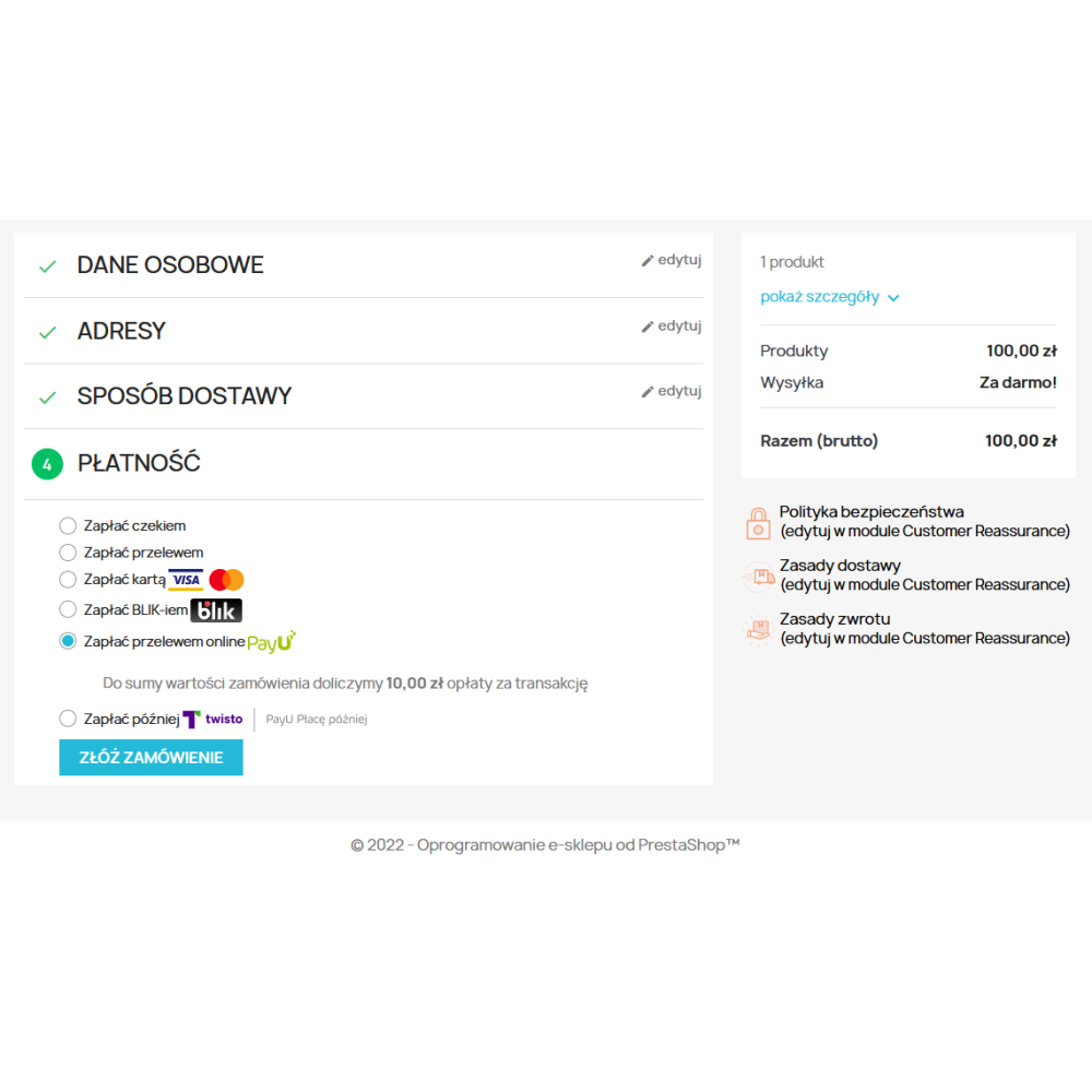 Payu additional fee module for PrestaShop 1.6.x and 1.7.x