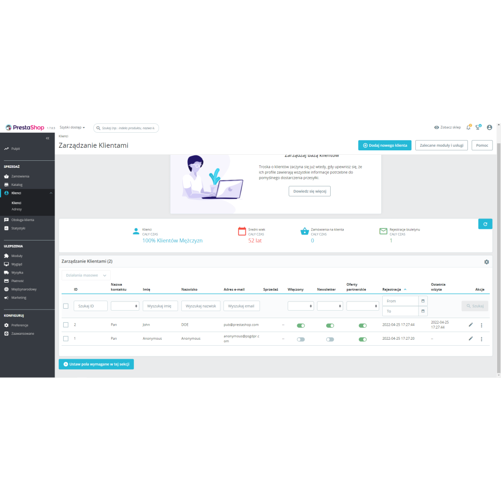 Ручна активація облікових записів клієнтів для PrestaShop 1.7.x