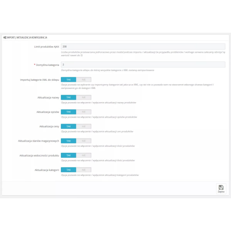 Імпорт XML hurtownia sklep.fryzaw.pl / PrestaShop