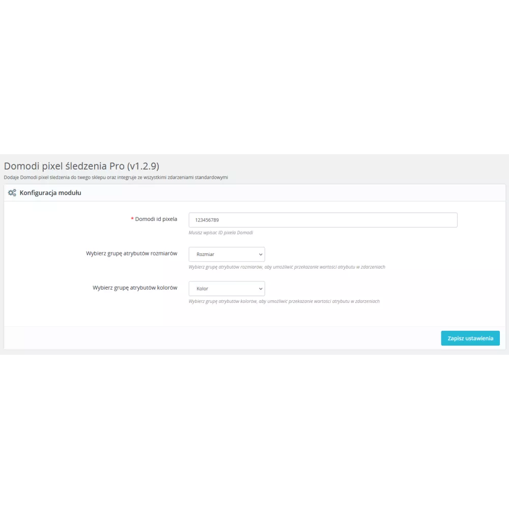 Monitoraggio dei pixel Domodi per PrestaShop 1.6.x