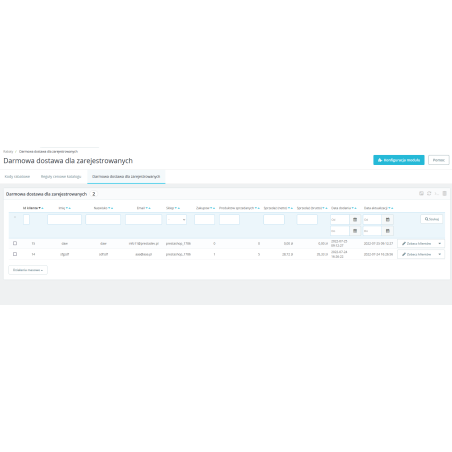 Kostenloser Versand nach Registrierung für PrestaShop 1.7.X