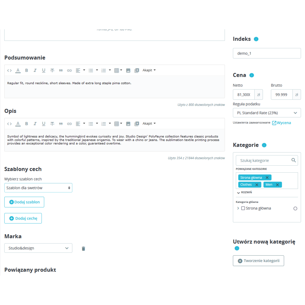 Модуль шаблонів характеристик товарів для Prestashop
