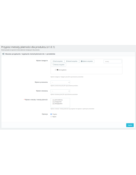 Zuweisung von Zahlungsmethoden zu Produkten für Prestashop